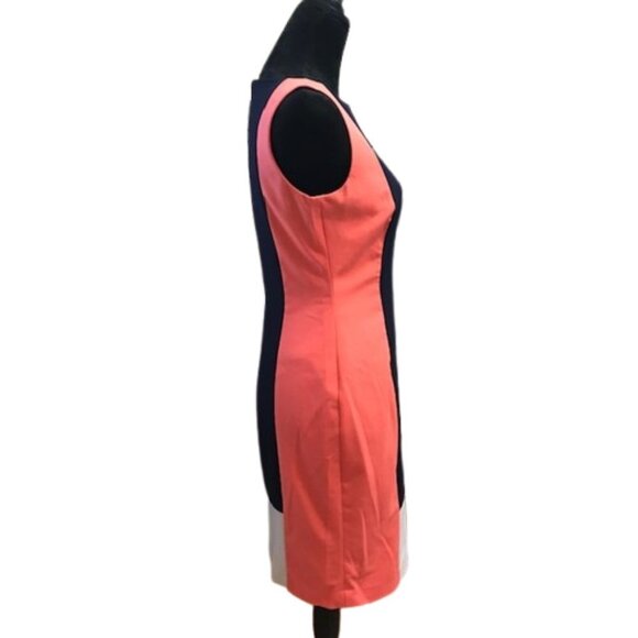 LAUREN Ralph Lauren Women's Colorblock Navy Sleeveless Sheath Dress Size 4 - Picture 5 of 10